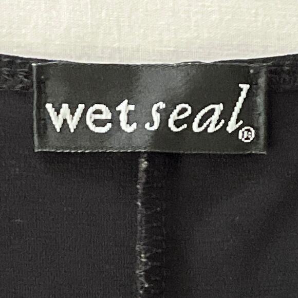 Vintage Wet Seal Faux Wrap Dress Womens Size M Black Strappy Asymmetric Midi - Picture 11 of 12